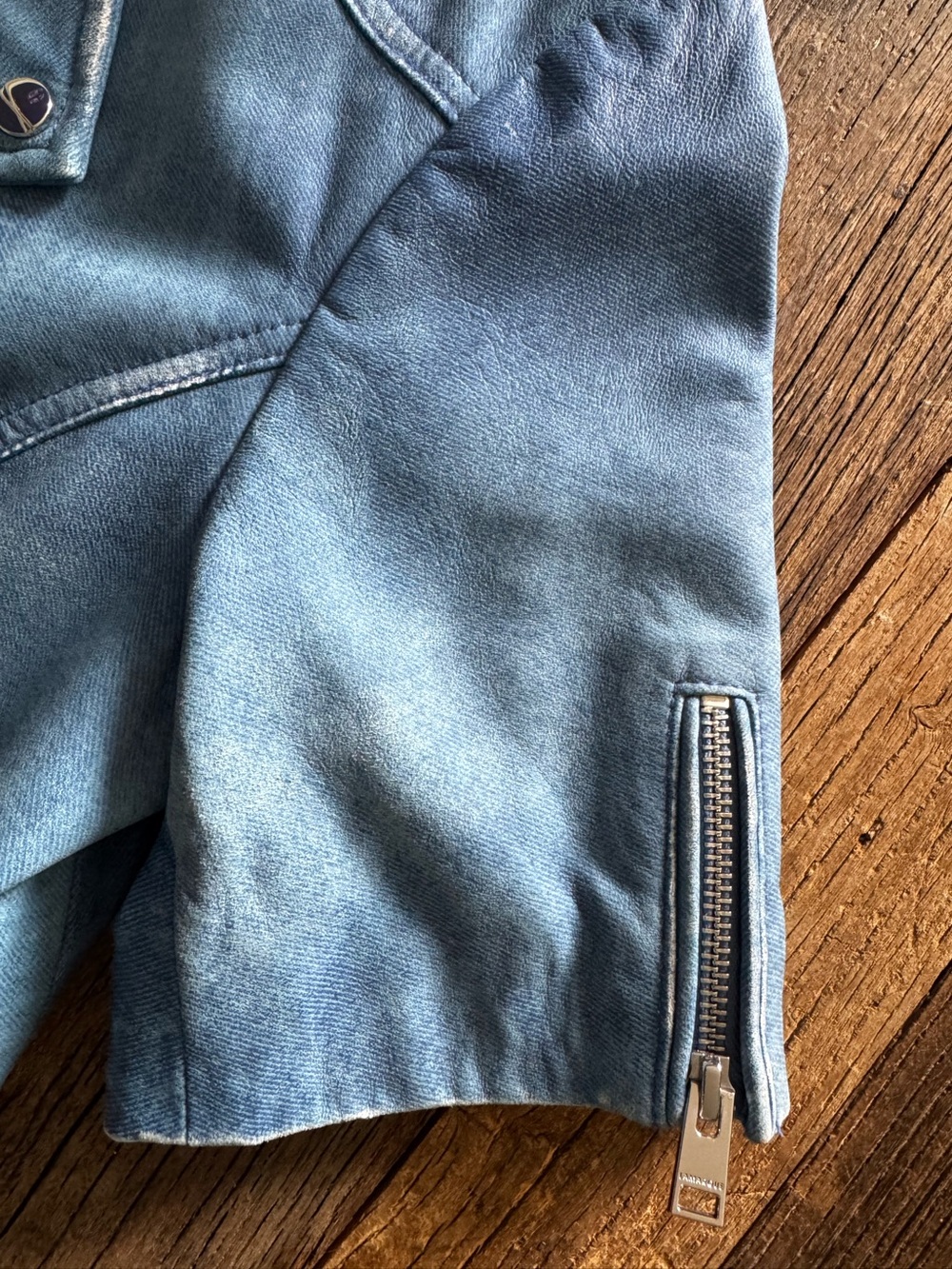 LAMARQUE KIRSI BLUE LEATHER CROPPED JACKET - Picture 9 of 12